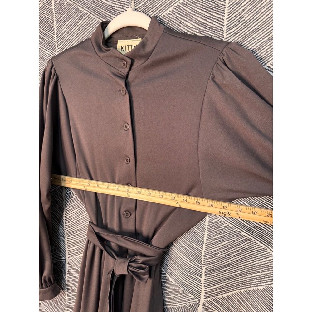 Vintage 70's Quiet Luxury Chocolate Brown Jersey Dress Sz S/M - Picture 8 of 9